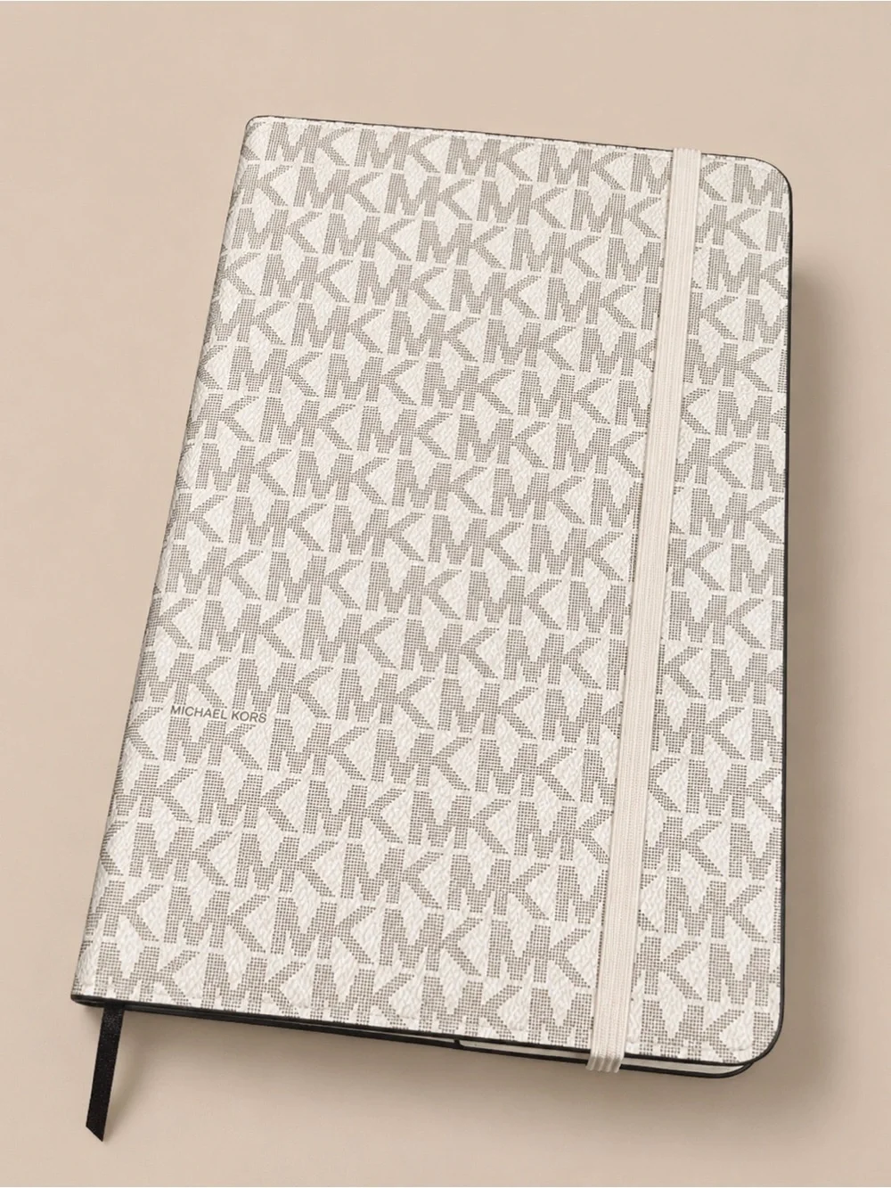 NWT Michael Kors White and Light Gray MK Monogram Notebook Journal